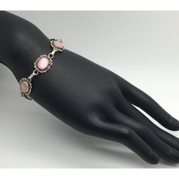 Southwestern Sterling Silver Bracelet Pink MOP Mother Of Pearl 6 3/4 “ - Picture 1 of 4